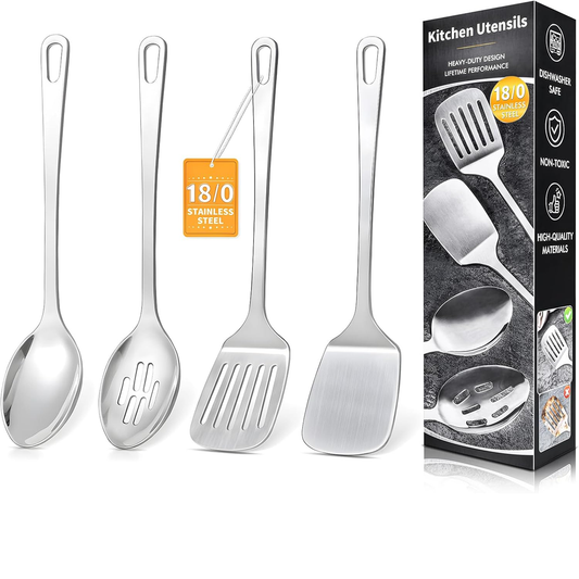 MemoGem 4-Piece Stainless Steel Cooking Utensil Set – Turner & Spoon Tools