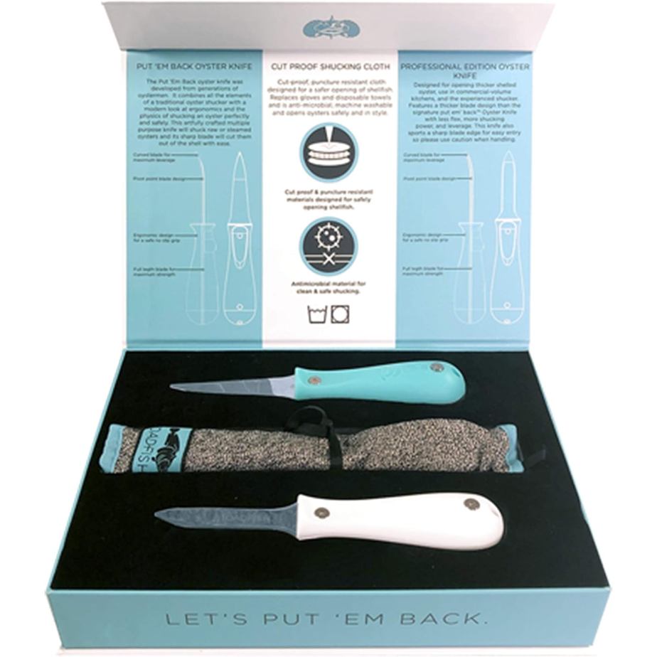 Toadfish Oyster Shucker Bundle – 2 Knives with Cut-Resistant Cloth