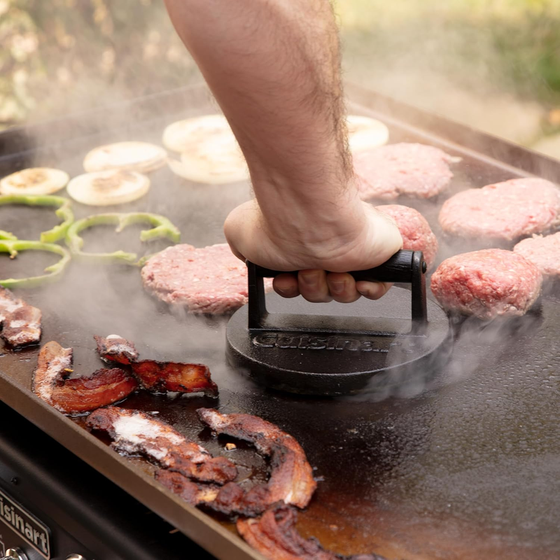 Cuisinart 6.5" Cast Iron Burger Press – Flat Grill & Griddle Tool