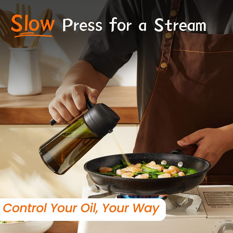 TrendPlain 470ml Glass Olive Oil Sprayer & Dispenser Bottle – Black