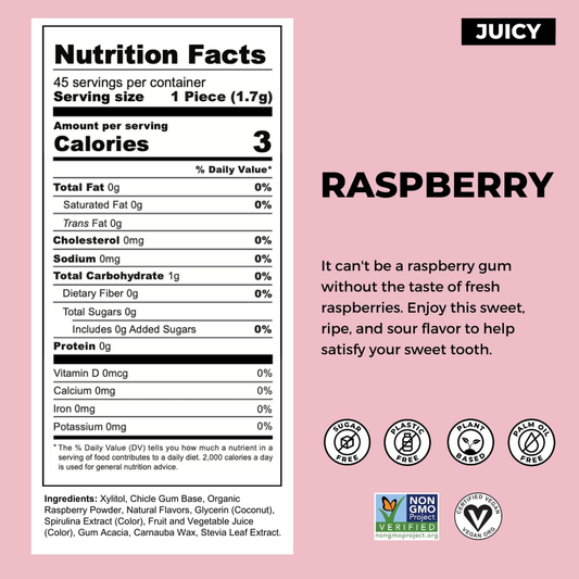 Refresh Gum, Natural, Xylitol, Sugar Free, Raspberry, 12 Pcs, 6 Pack