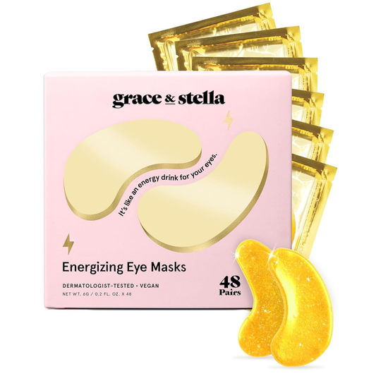 grace & stella Gold Under Eye Masks 48 Pairs – Vegan Gel Patches for Puffiness