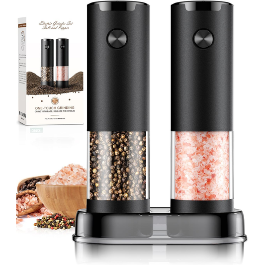 Electric Salt & Pepper Grinder Set – Adjustable Coarseness, LED Light, 2-Pack