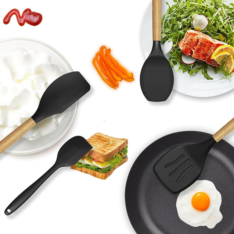 CHEN-KE 15 Piece Silicone Kitchen Utensil Set with Holder – Green