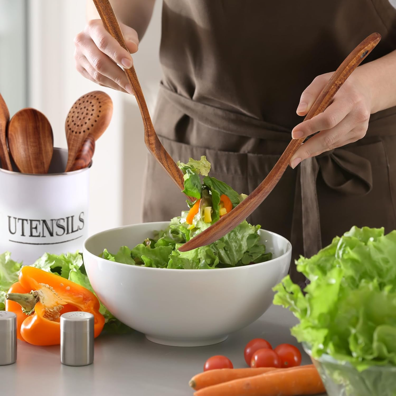 Zulay Kitchen 6-Piece Teak Wood Cooking Utensil Set – Spoons & Spatulas