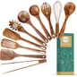 AIUHI 10 Piece Teak Wooden Cooking Utensil Set