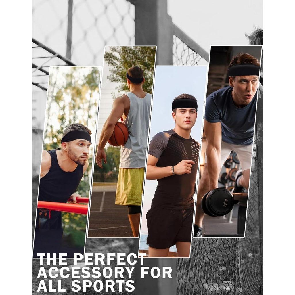JHYWELL Unisex Sports Headbands – Non-Slip Sweatbands for Running & Training