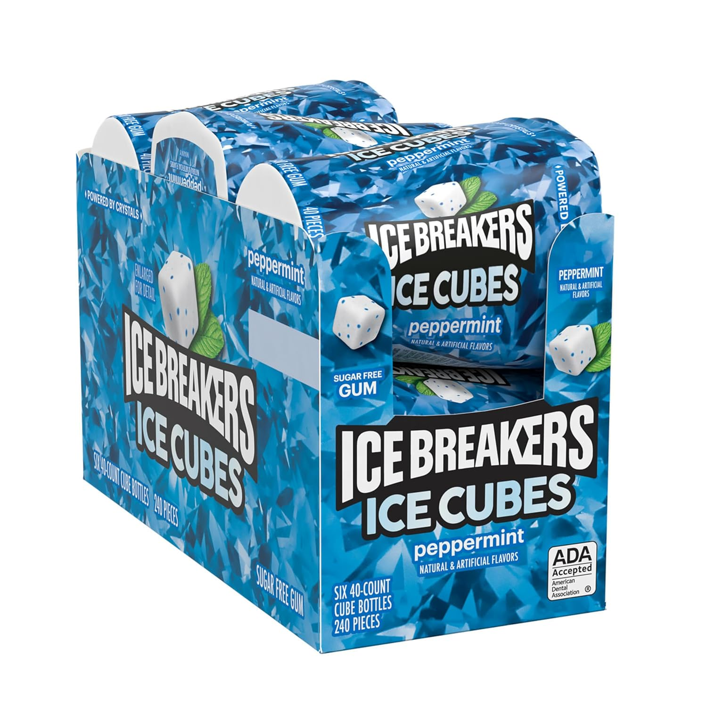ICE BREAKERS Ice Cubes Peppermint Sugar Free Chewing Gum Bottles, 6 Count