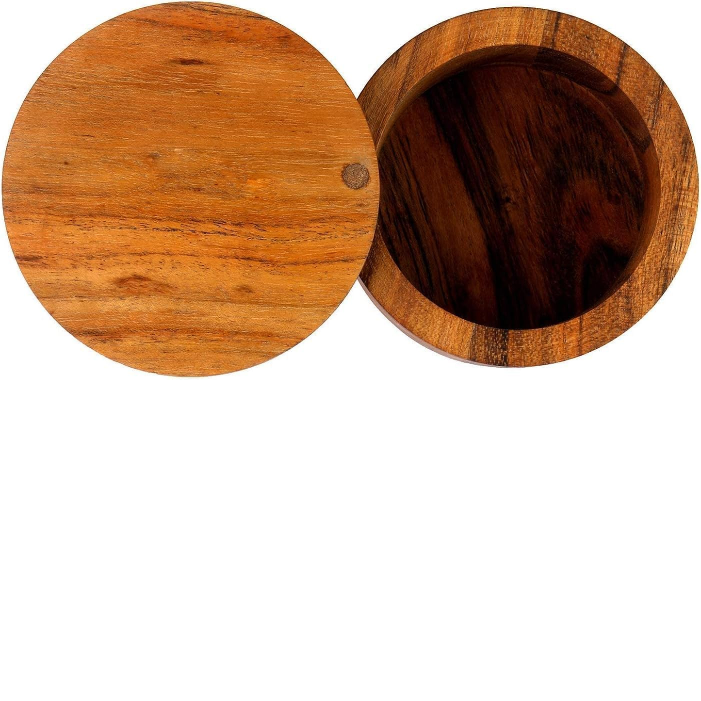 Kaizen Casa Acacia Wood Salt or Spice Box with Swivel Lid – 3.5" Diameter