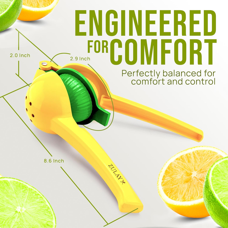 Zulay Kitchen 2-in-1 Metal Lemon & Lime Squeezer – Yellow/Green