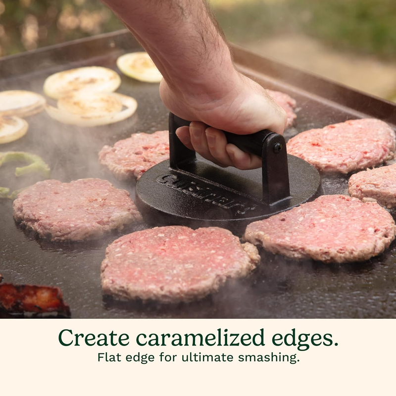 Cuisinart 6.5" Cast Iron Burger Press – Flat Grill & Griddle Tool