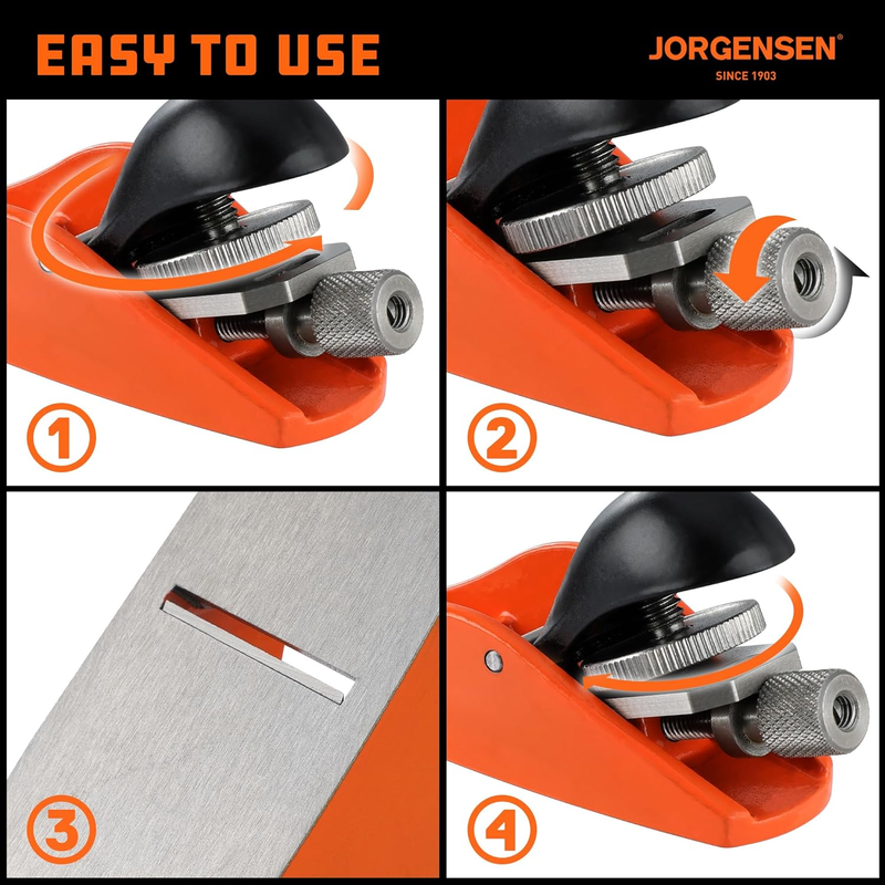 JORGENSEN Mini Wood Planer 3.5" – Adjustable Hand Plane for Trimming & Craft
