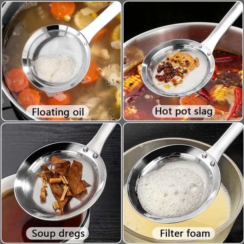 Hvanam 3-Piece Stainless Steel Fine Mesh Strainer and Skimmer Set