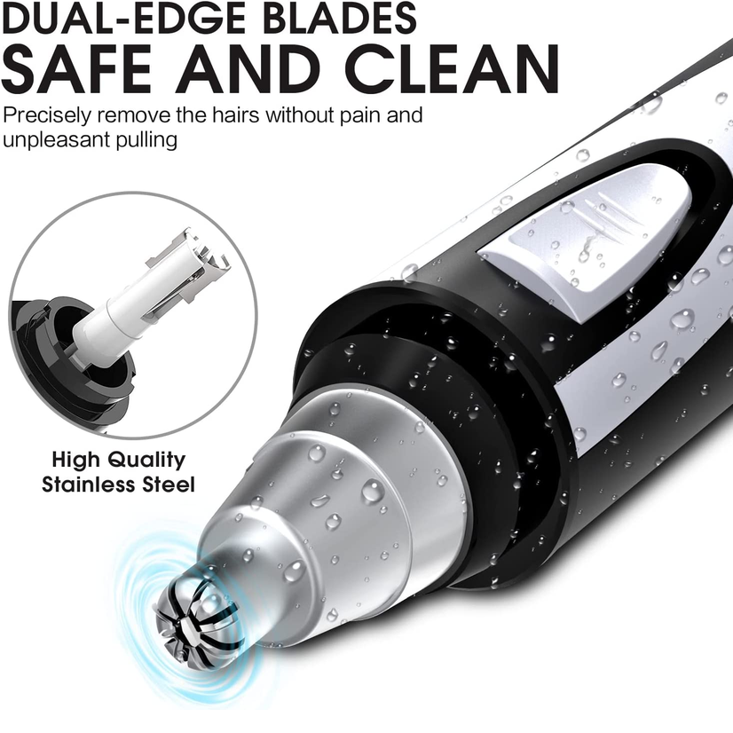 ZORAMI Ear & Nose Hair Trimmer with Dual-Edge Blades – Black