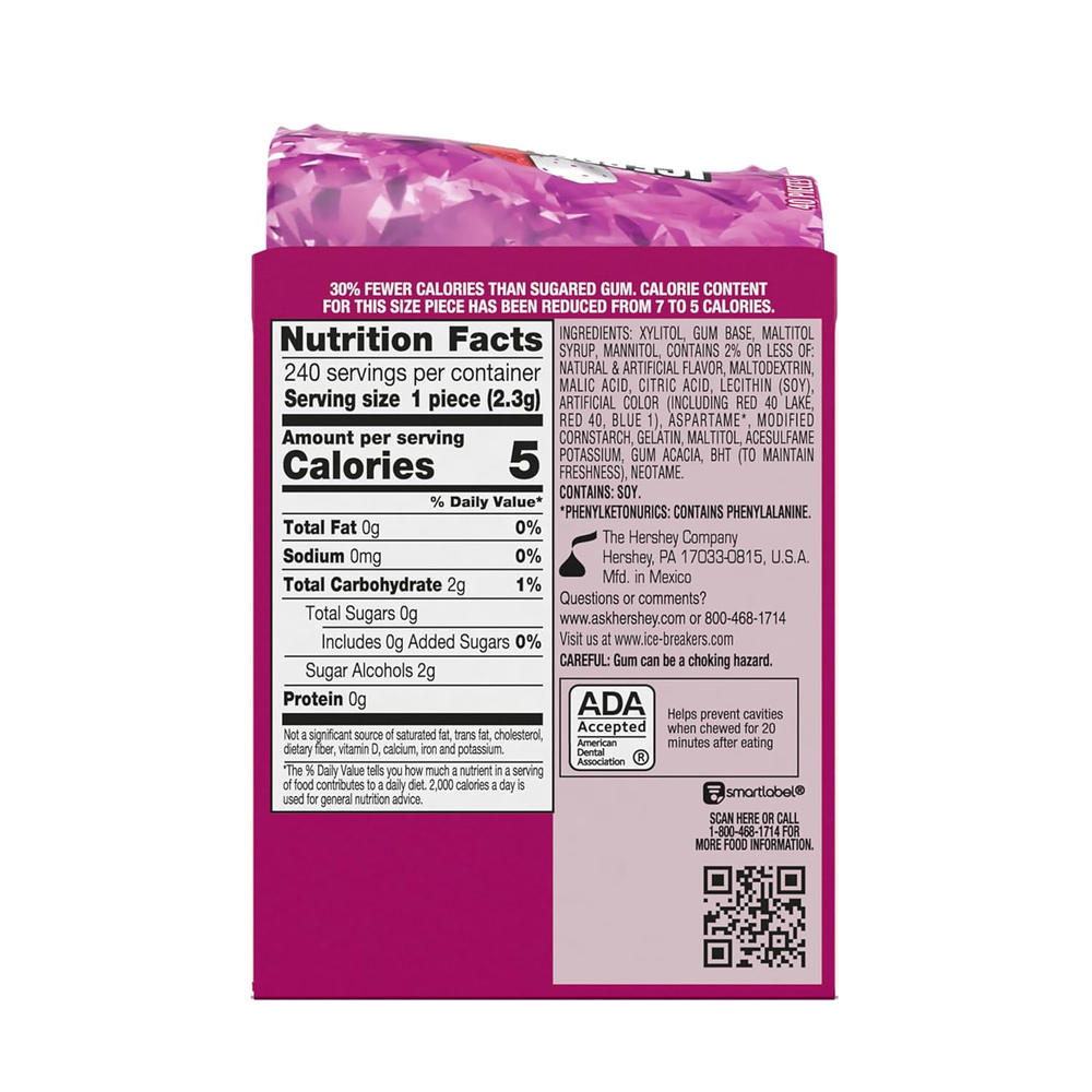 Ice Cubes Raspberry Sorbet Flavored Sugar Free (6 Count, 40 Pieces)