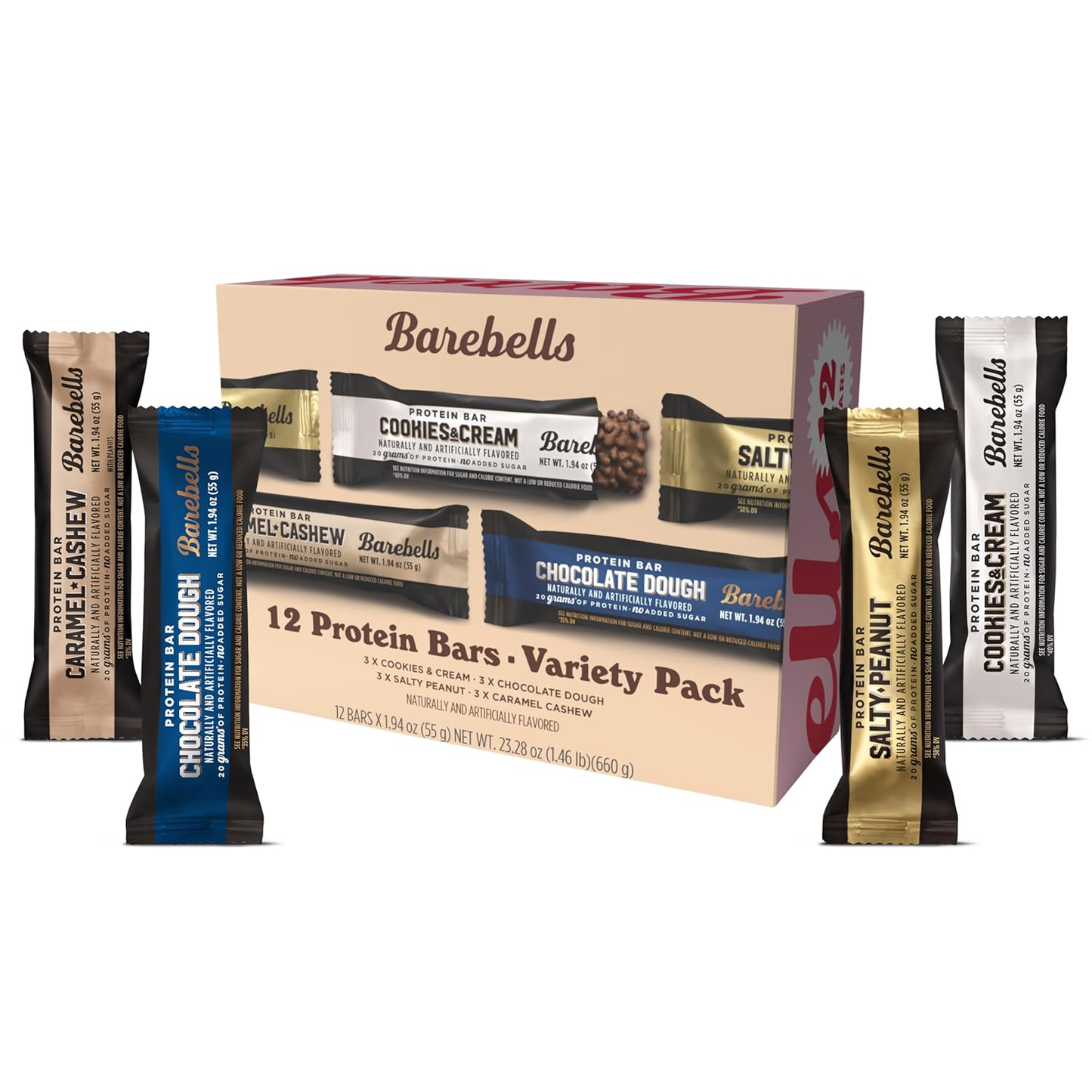 Protein Bars Variety Pack, 12 Count, 1.9Oz Bars