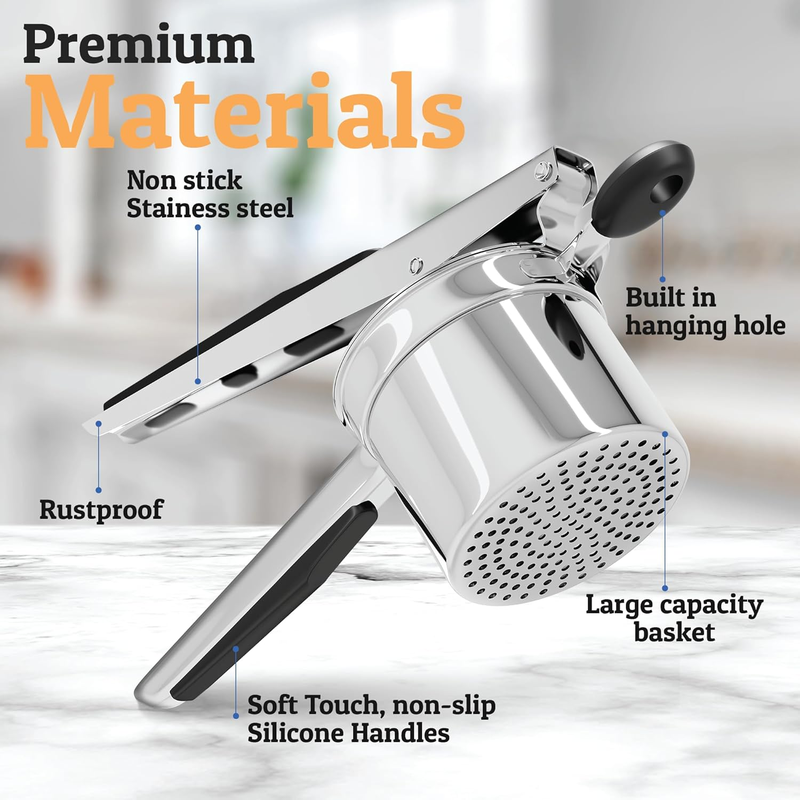PriorityChef Stainless Steel Potato Ricer 15oz – Heavy Duty Masher Tool