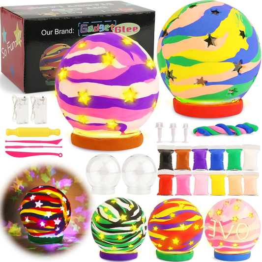 GadgetGlee 2-Set DIY Air Dry Clay Lantern Kit – Arts & Crafts for Kids 8–12