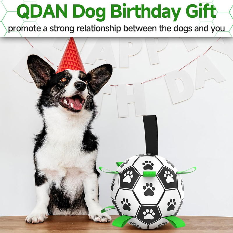 QDAN Dog Soccer Ball with Straps – 6 Inch, Small & Medium Dogs