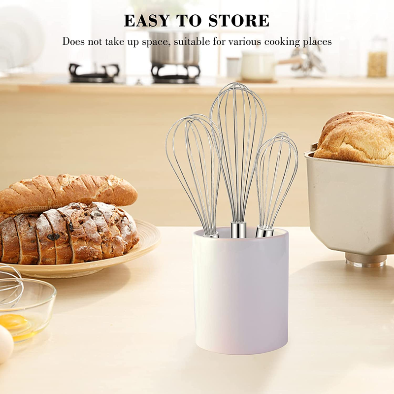 NileHome Stainless Steel Whisk Set of 3 – 8", 10", 12" Balloon Whisks
