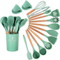 CHEN-KE 15 Piece Silicone Kitchen Utensil Set with Holder – Green
