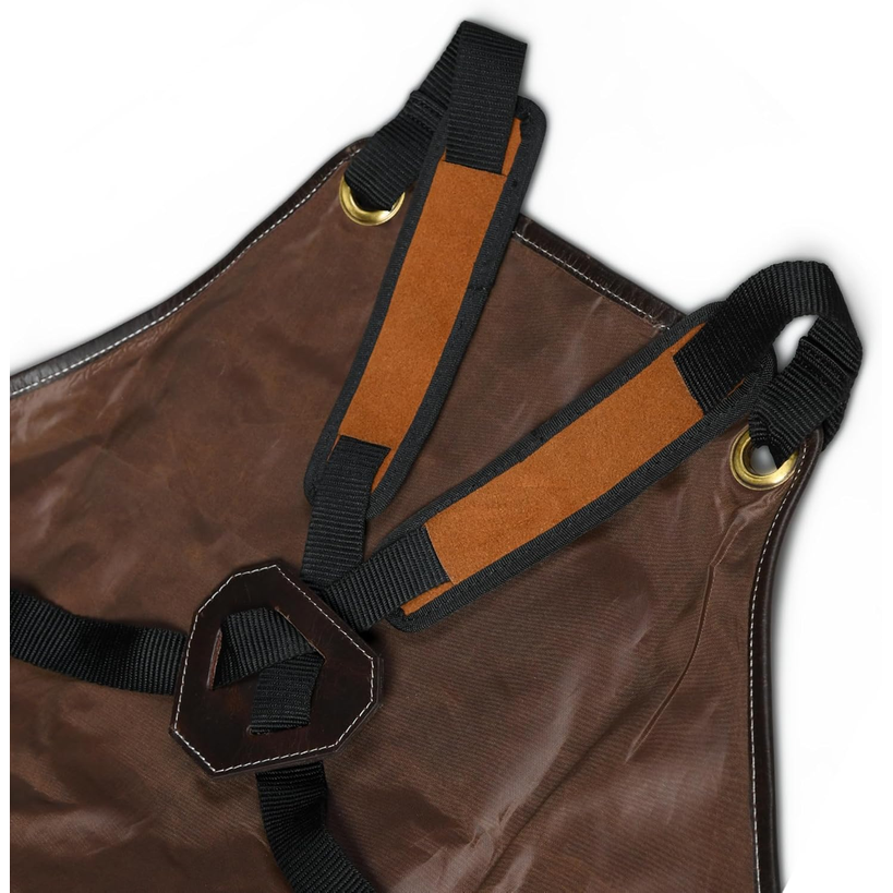 Leather Village Suede Leather Work Apron – Tan, Adjustable Size M to XXL