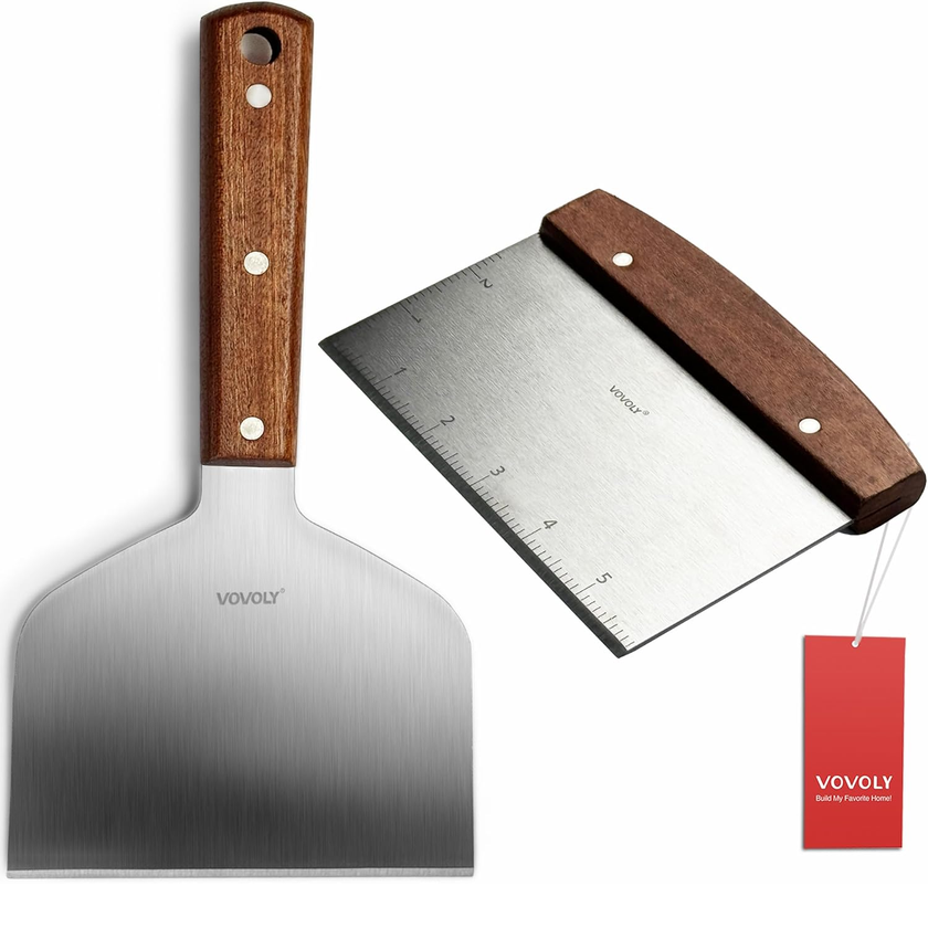 Vovoly Stainless Steel Bench Scraper & Dough Cutter