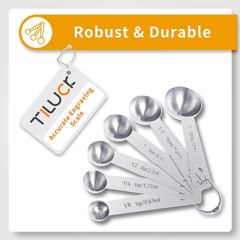 TILUCK 10-Piece Stainless Steel Measuring Cups & Spoons Set