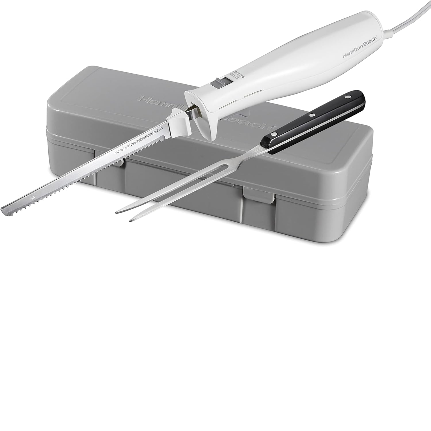 Hamilton Beach Electric Knife Set – Serrated Blades, Fork & Storage Case