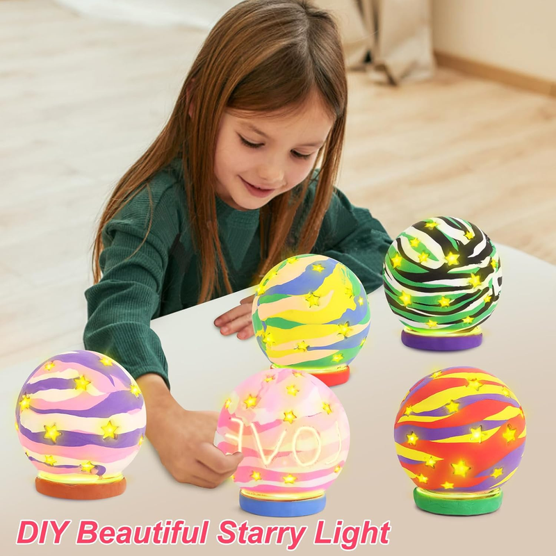 GadgetGlee 2-Set DIY Air Dry Clay Lantern Kit – Arts & Crafts for Kids 8–12