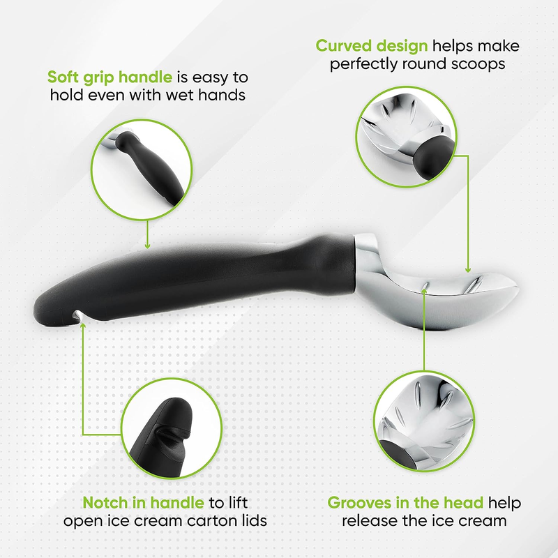 Spring Chef Heavy Duty Ice Cream Scoop Set – 2 Pack, Black