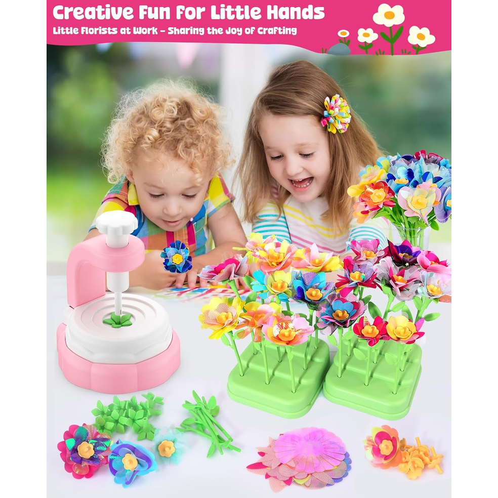 WKYCOE DIY Fabric Flower Bouquet Craft Kit – Arts & Crafts Toy for Kids 4+