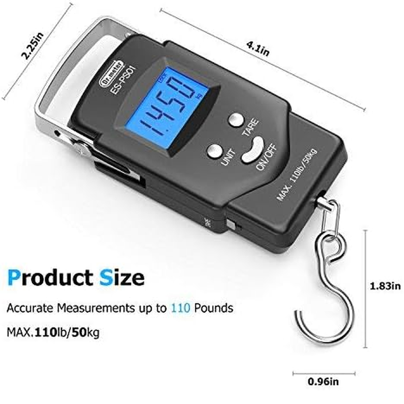 Dr.meter Digital Fish & Luggage Scale 50kg with LCD Display & Tape Measure