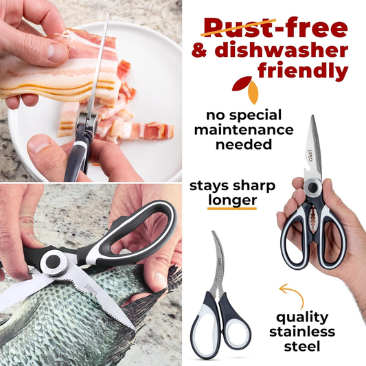 Gidli Kitchen Shears with Seafood Scissors – Stainless Steel Set