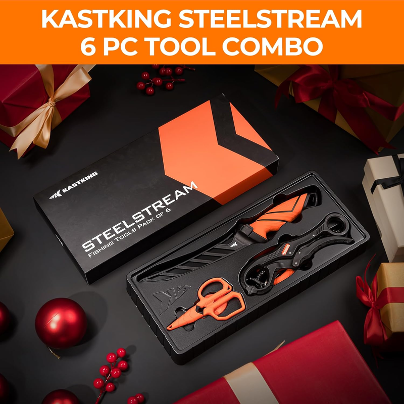 KastKing SteelStream 6pc Fishing Tool Kit with Pliers, Knife & Lip Gripper