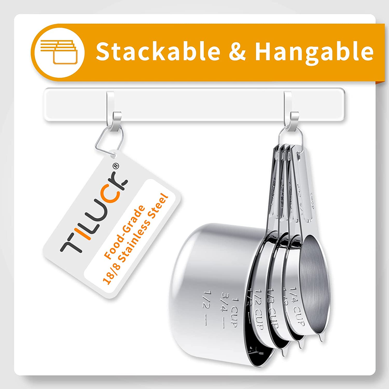 TILUCK 10-Piece Stainless Steel Measuring Cups & Spoons Set