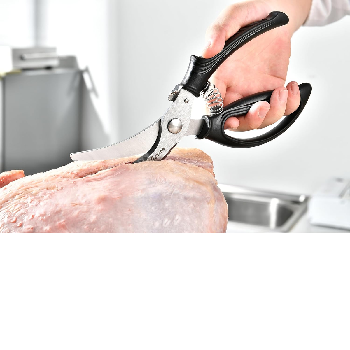Heavy Duty Poultry Shears - Kitchen Scissors for Cutting Chicken, Poultry, Game, Meat - Chopping Vegetable - Spring Loaded