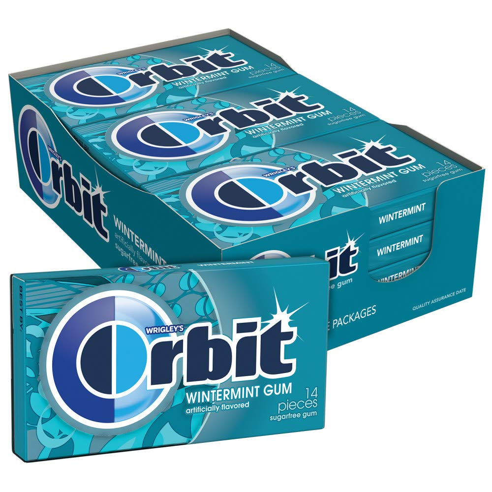 Gum Wintermint Chewing Gum Sugar-Free, 12 Packs of 14 Pieces Bulk Box