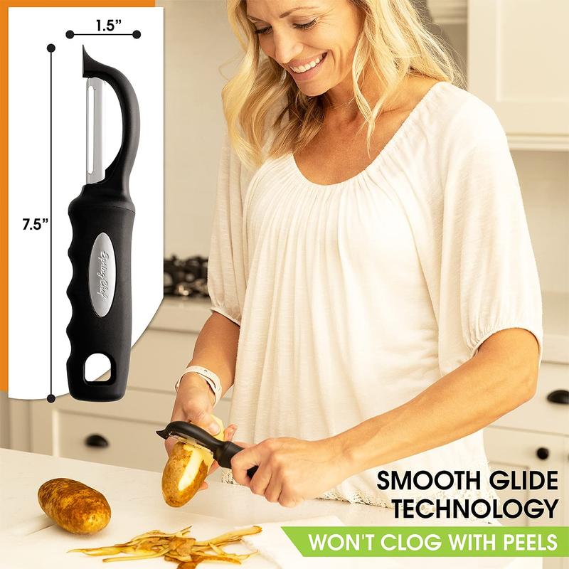 Spring Chef 2-Pack Swivel Vegetable Peelers – Stainless Steel Blades, Black