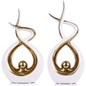 Gold and White Ceramic Abstract Sculpture – Modern Home Decor Centerpiece