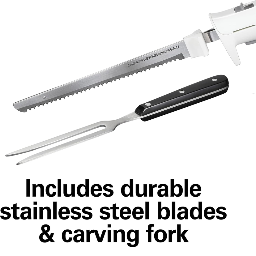 Hamilton Beach Electric Knife Set – Serrated Blades, Fork & Storage Case