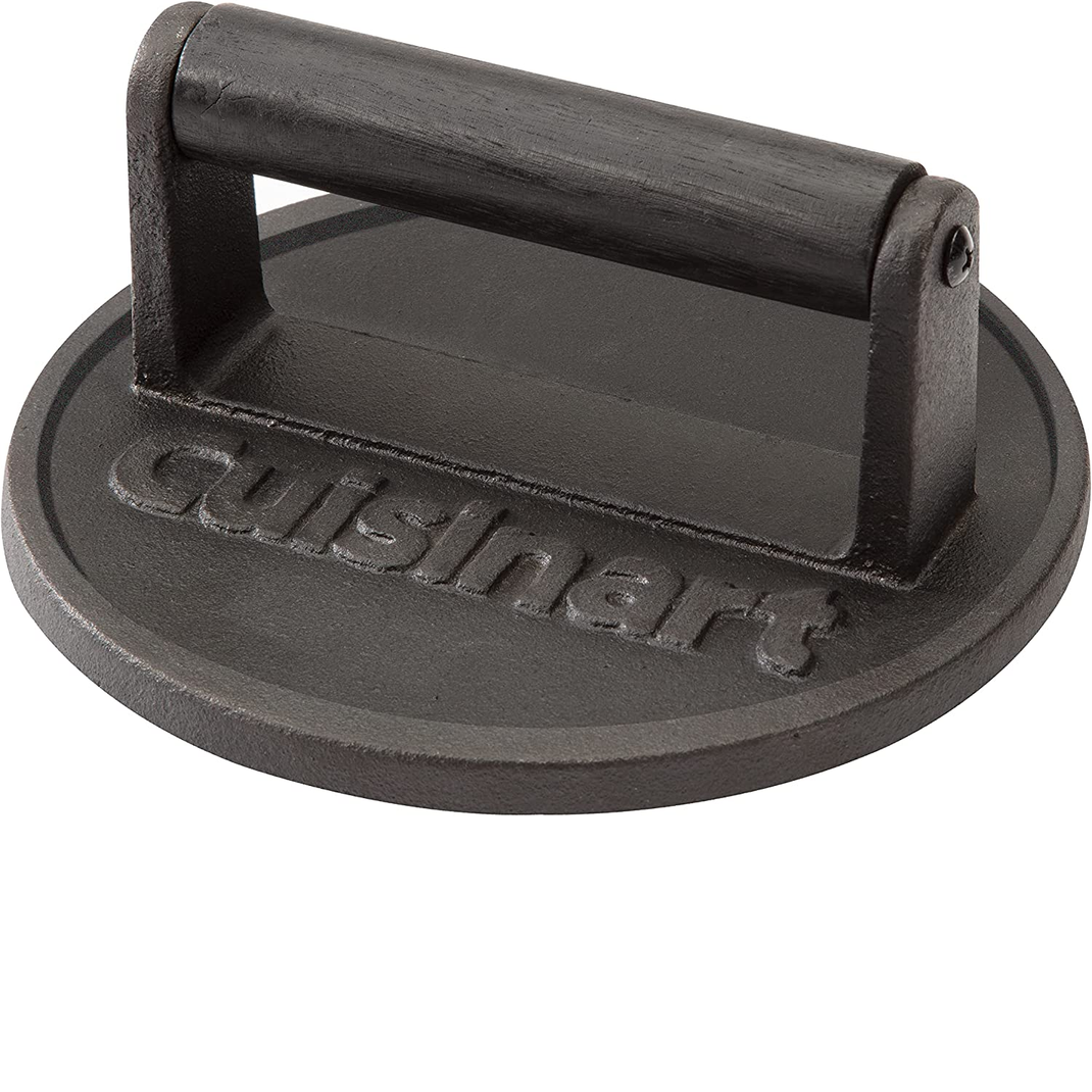 Cuisinart 6.5" Cast Iron Burger Press – Flat Grill & Griddle Tool