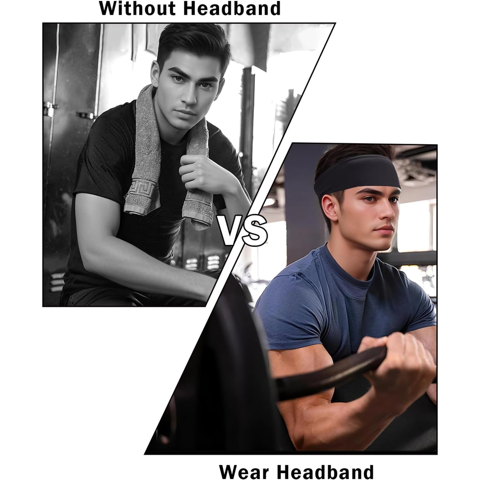 JHYWELL Unisex Sports Headbands – Non-Slip Sweatbands for Running & Training