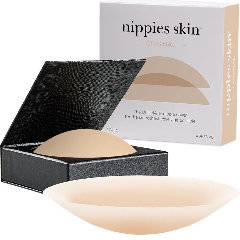 Nippies Nipple Covers for Women - Sticky Adhesive Silicone Pasties - Reusable Pasty Nipple Cover with Travel Box