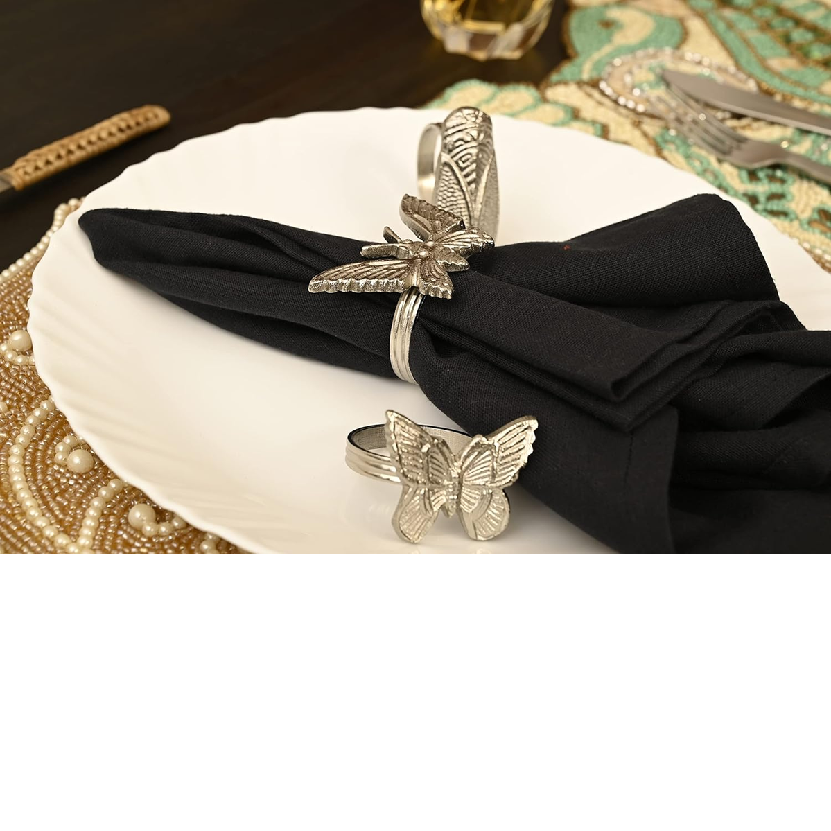 Alpha Living Home 12-Pack Metal Napkin Rings – Assorted Insect Designs, Silver