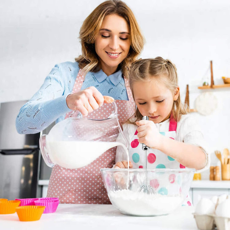 Digead Hand Push Stainless Steel Rotary Whisk – 12in Egg and Milk Mixer