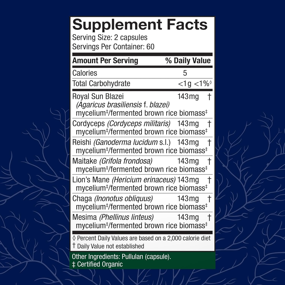 Host Defense Stamets 7 Mushroom Blend for Immune Support – 120 Capsules
