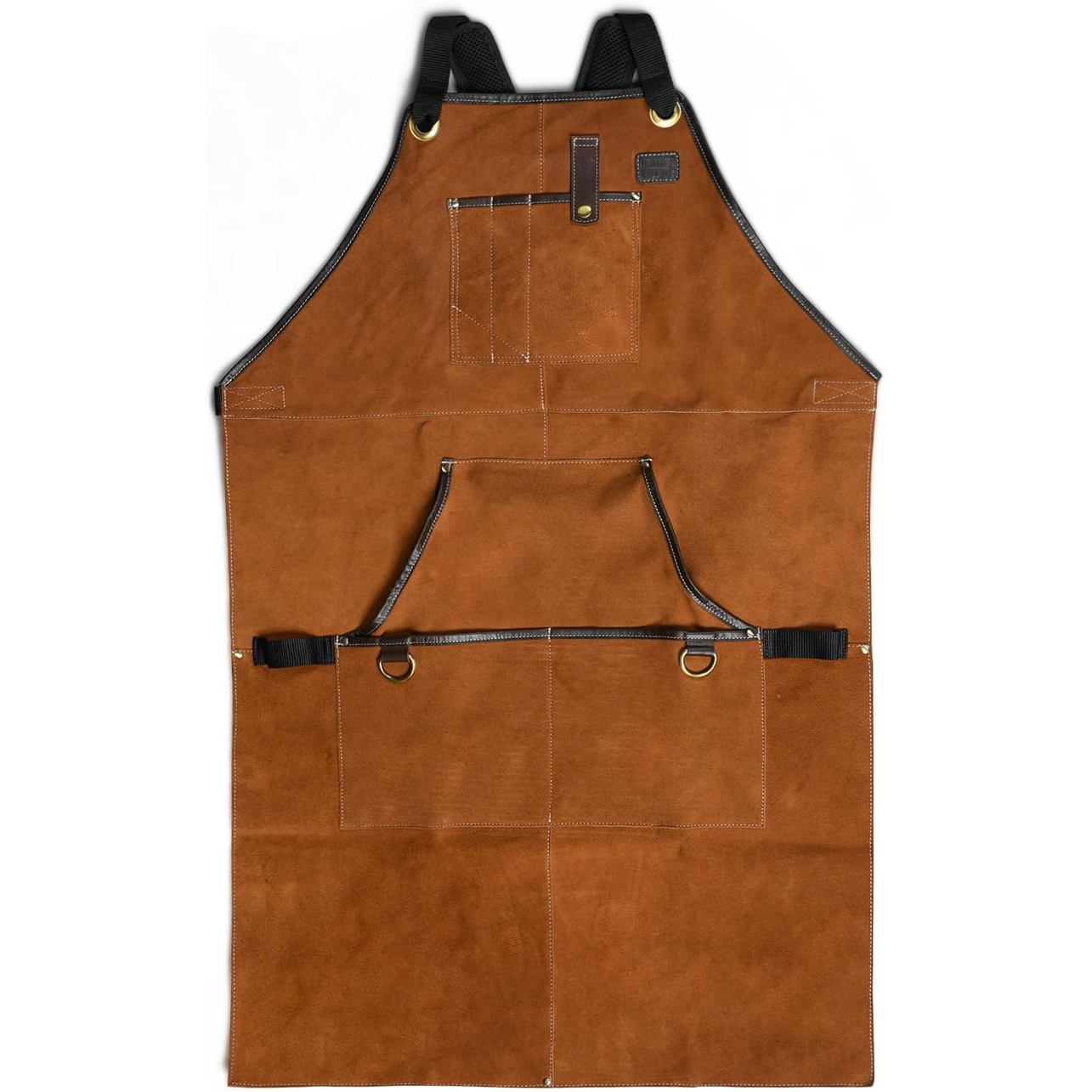 Leather Village Suede Leather Work Apron – Tan, Adjustable Size M to XXL