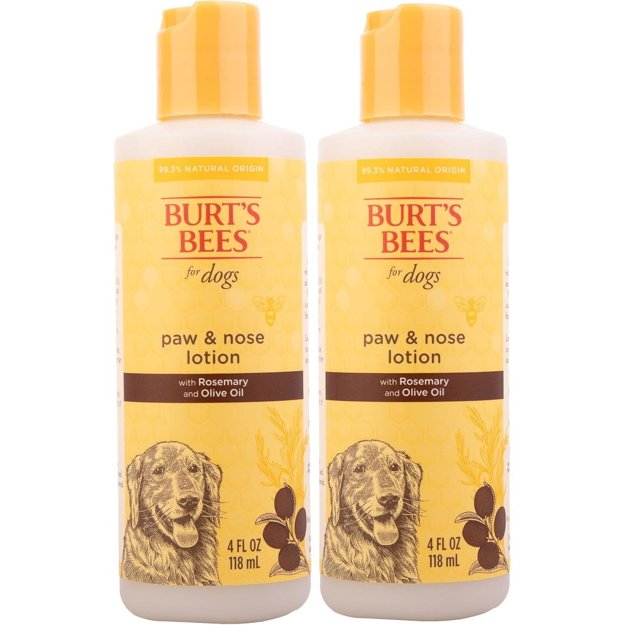Burt’s Bees Paw & Nose Lotion for Dogs with Rosemary & Olive Oil – 2 Pack, 4oz