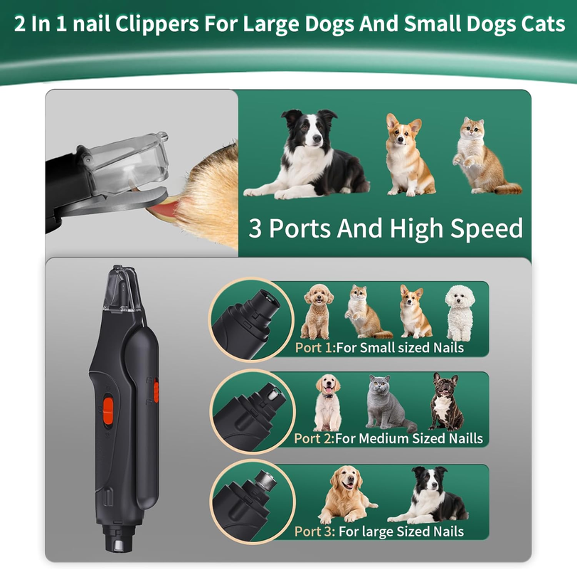 CATPICK 2-in-1 Pet Nail Clippers & Grinder with LED Light – USB Rechargeable